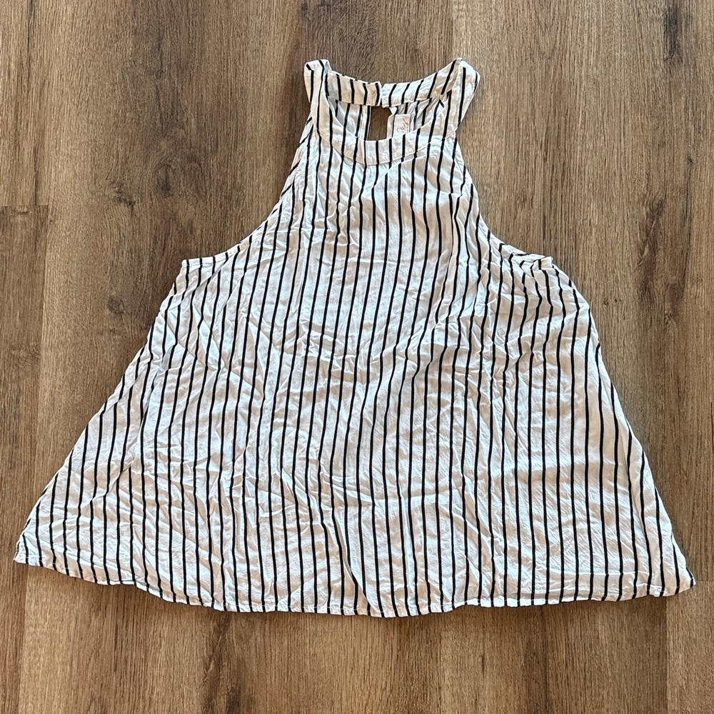 Ava Sky Black and White Striped Tank Top
